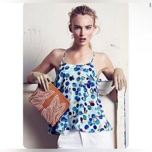 Anthropology Maeve Zaballa Lightweight Flowy Polka Dot‎ Tank Top Colorful Boho 6